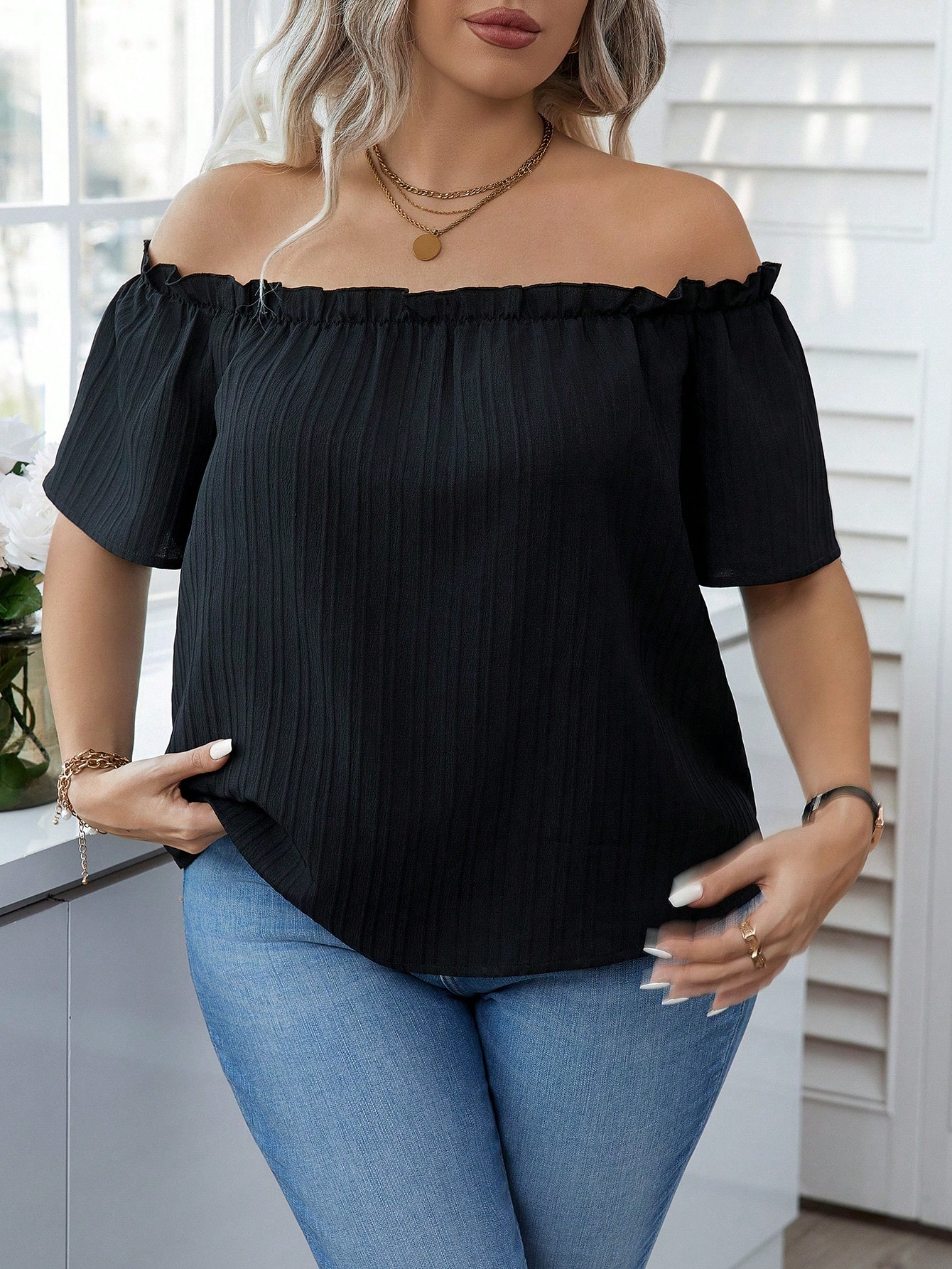 Blouse Off Shoulder - Женская сексуальная блузка с открытыми плечами,