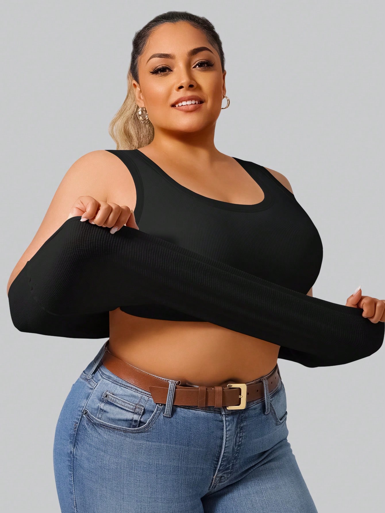 Crop Top Crochet - Женский укороченный топ из эластичной ребристой