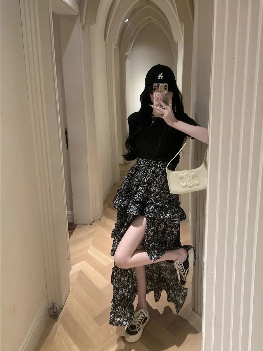 Midi Skirt Floral - Юбка миди с цветочным принтом, свободного