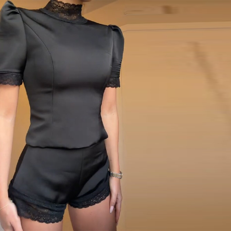 Blouse Off Shoulder - Новые атласные комплекты с кружевной отделкой