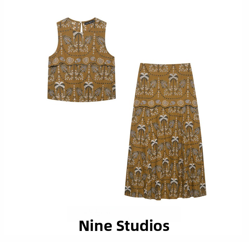 NINE ZAR Женский модный компле – обзор и цена Midi Skirt Floral